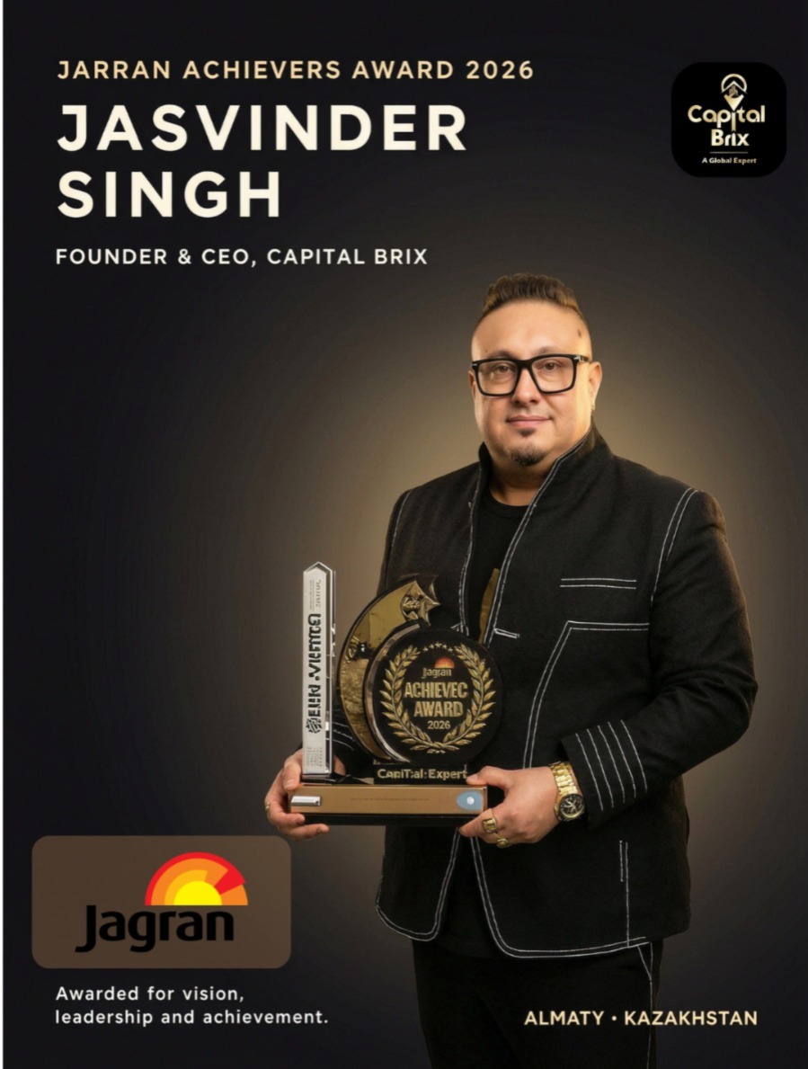 Jasvinder Singh receiving the Jagran Achievers Award 2026 at Almaty